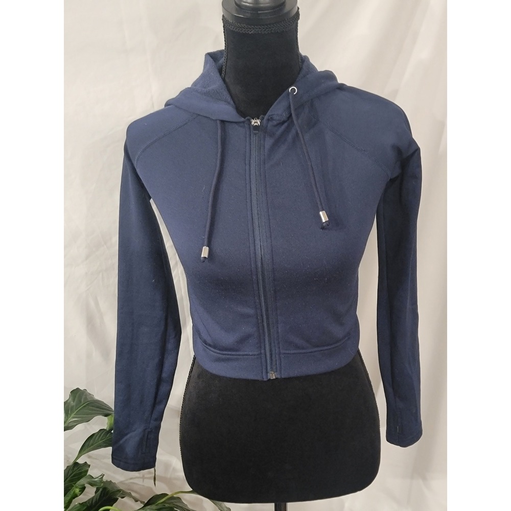 Embrace Your Love Navy Blue Cropped Full Zip‎ Hoodie Juniors M/L